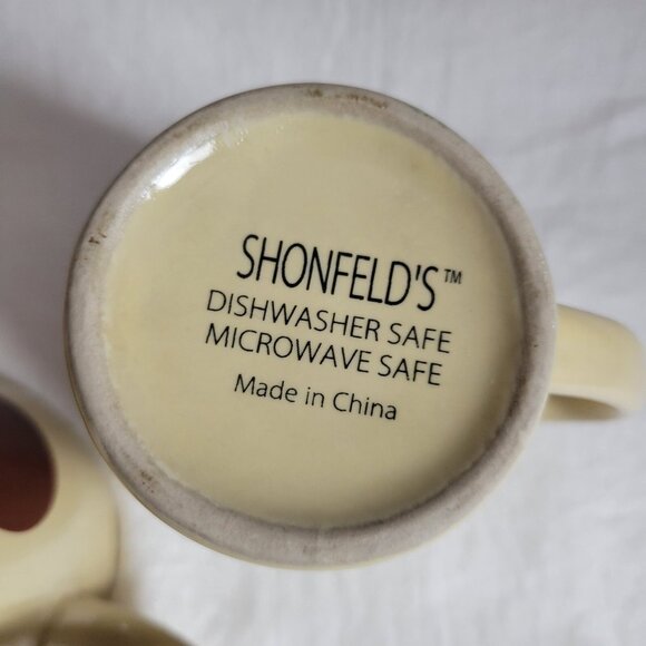 Shonfeld's Coffee Mugs Pair of 2 Lot Bundle Beige Brown Stoneware mug 12 oz ea. - Picture 8 of 8